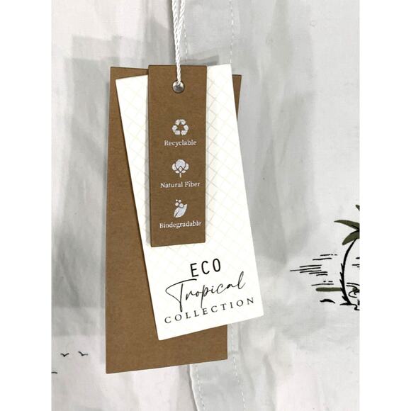 Denim & Flower Tropical Collection Palm Tree Button Down Shirt Large - Picture 7 of 12